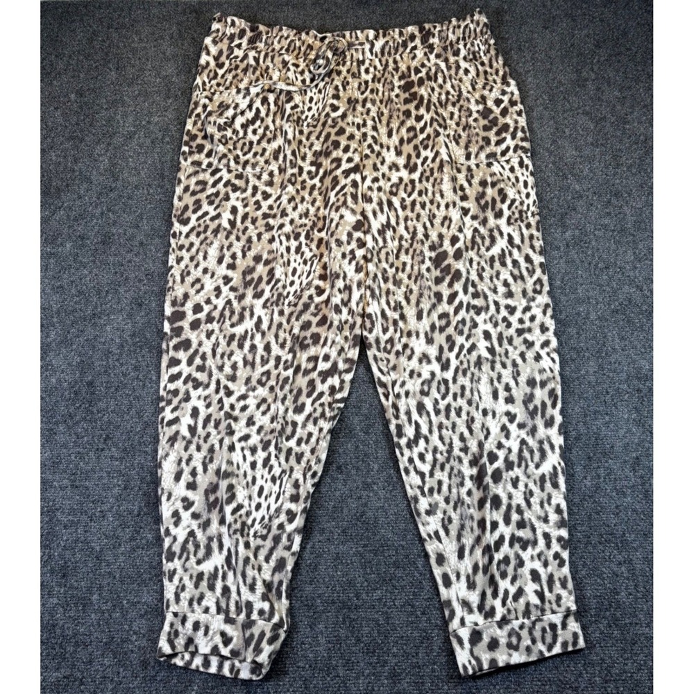 Koolaburra by UGG Women's Leopard Print Jogger Pants 1X Elastic Waist Drawstring